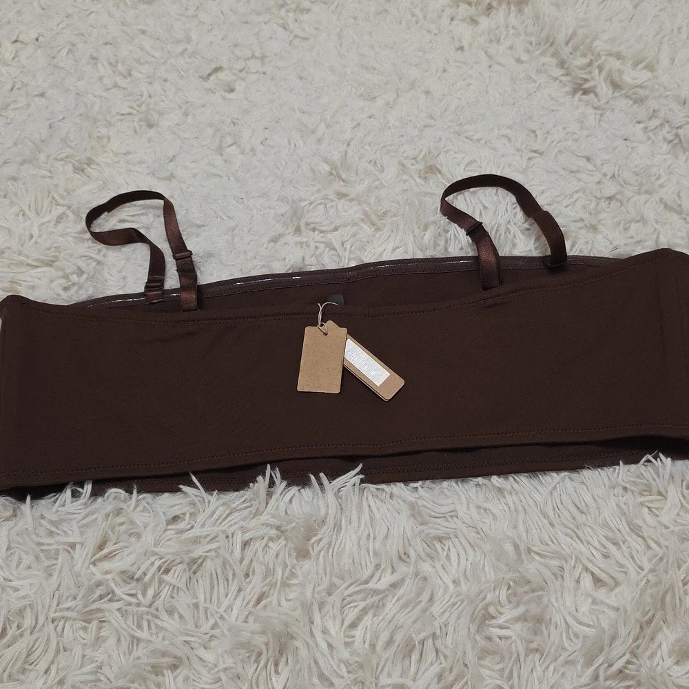 SKIMS Swim Bandeau Bikini Top COCOA NWT 4X